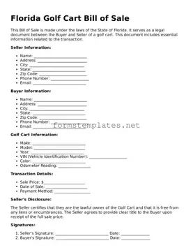 Attorney-Approved Florida Golf Cart Bill of Sale Template