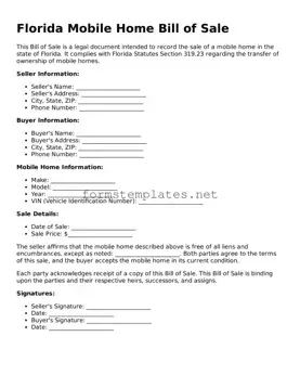 Attorney-Approved Florida Mobile Home Bill of Sale Template