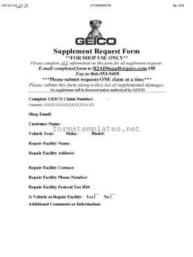 Free Geico Supplement Request Template