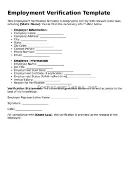 Attorney-Verified Employment Verification Form