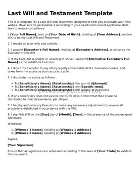Attorney-Verified Last Will and Testament Form