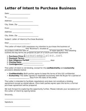 Attorney-Verified Letter of Intent to Purchase Business Form