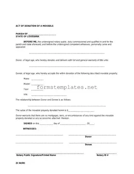 Free Louisiana act of donation Template