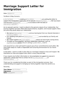 Attorney-Verified Marriage Support Letter for Immigration Form