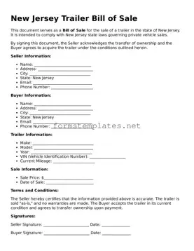 Attorney-Approved New Jersey Trailer Bill of Sale Template
