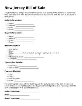 Attorney-Approved New Jersey Bill of Sale Template