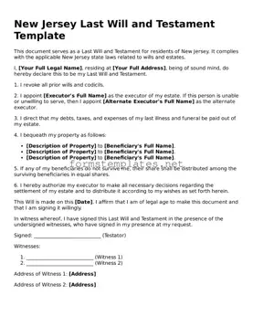 Attorney-Approved New Jersey Last Will and Testament Template
