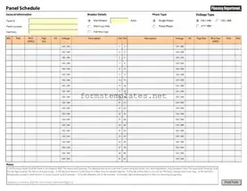 Free Electrical Panel Schedule Template