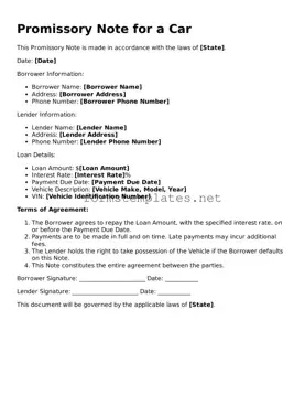 Attorney-Verified Promissory Note for a Car Form