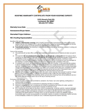 Free Roofing Warranty Certificate Template