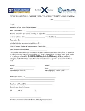 Free Royal Caribbean Parental Consent Template