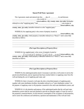 Free Shared Well Agreement Template