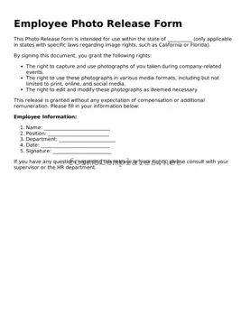 Attorney-Verified Employee Photo Release Form