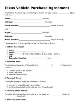 Attorney-Approved Texas Vehicle Purchase Agreement Template
