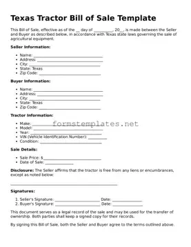 Attorney-Approved Texas Tractor Bill of Sale Template