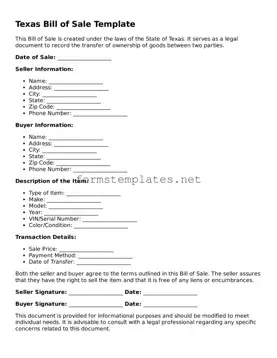 Attorney-Approved Texas Bill of Sale Template