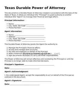 Attorney-Approved Texas Durable Power of Attorney Template