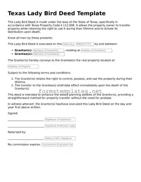 Attorney-Approved Texas Lady Bird Deed Template