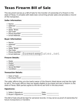 Attorney-Approved Texas Firearm Bill of Sale Template
