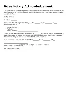 Attorney-Approved Texas Notary Acknowledgement Template