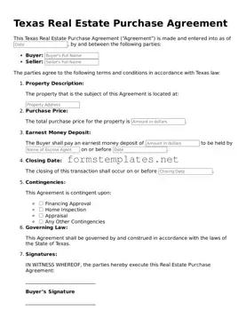 Attorney-Approved Texas Real Estate Purchase Agreement Template