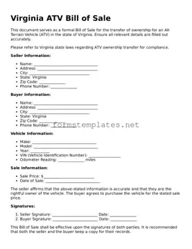 Attorney-Approved Virginia ATV Bill of Sale Template