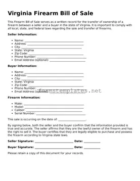 Attorney-Approved Virginia Firearm Bill of Sale Template