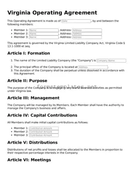 Attorney-Approved Virginia Operating Agreement Template