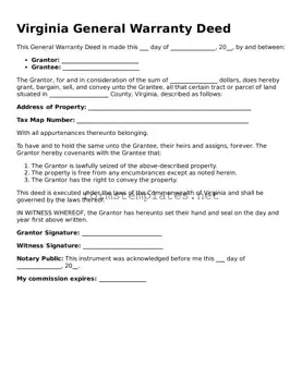 Attorney-Approved Virginia Deed Template