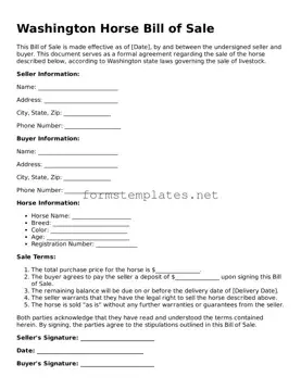 Attorney-Approved Washington Horse Bill of Sale Template