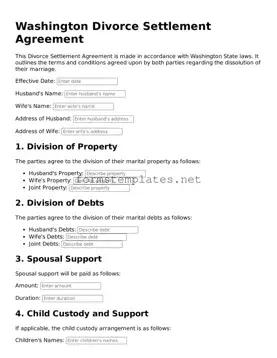 Attorney-Approved Washington Divorce Settlement Agreement Template