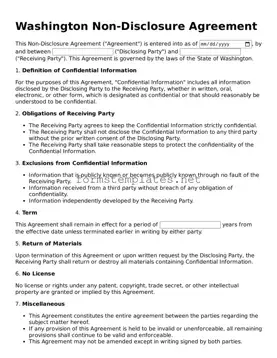 Attorney-Approved Washington Non-disclosure Agreement Template