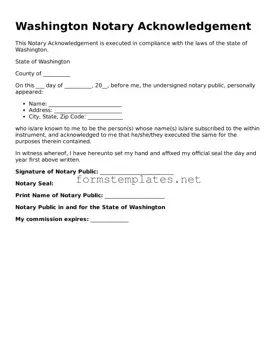 Attorney-Approved Washington Notary Acknowledgement Template