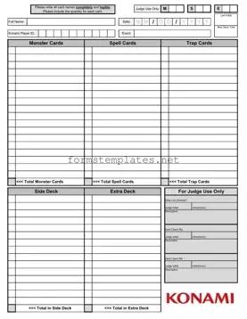 Free Konami Decklist Template