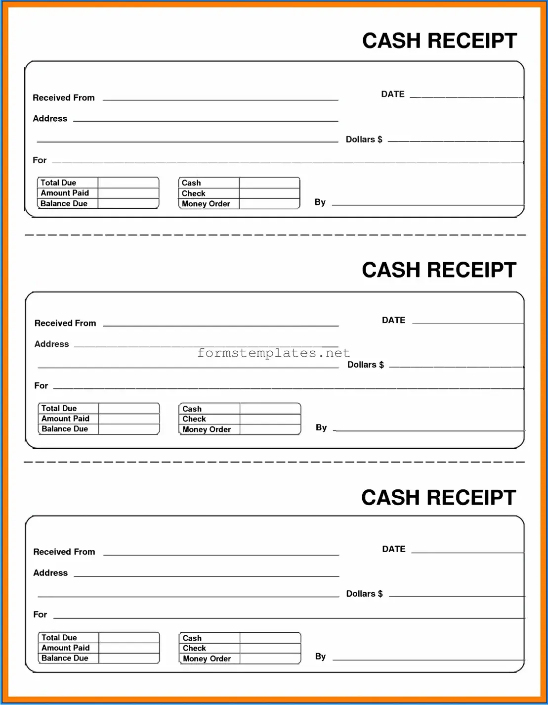 Free Cash Receipt Template