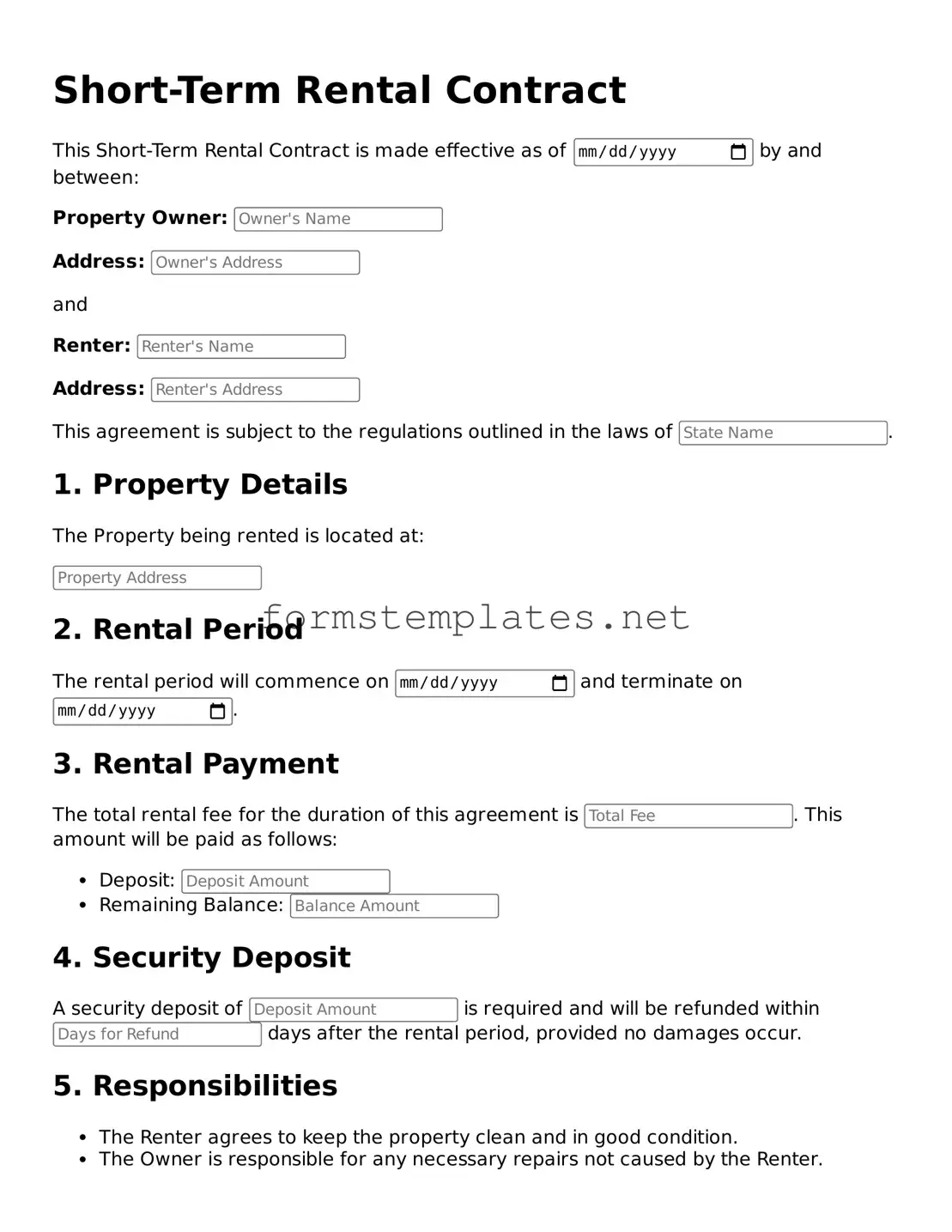 Attorney-Verified Short-Term Rental Contract Form