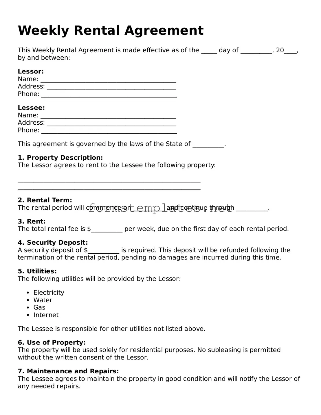 Attorney-Verified Weekly Rental Agreement Form
