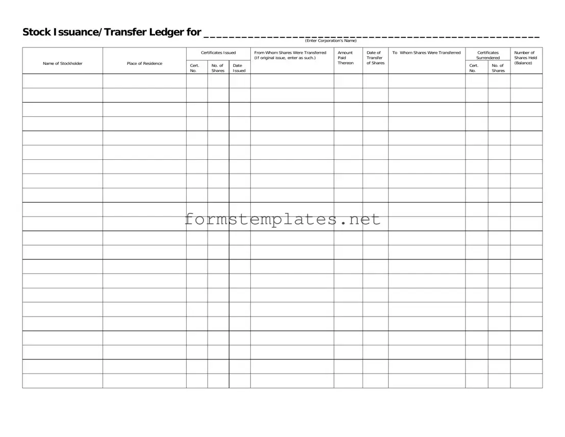 Free Stock Transfer Ledger Template