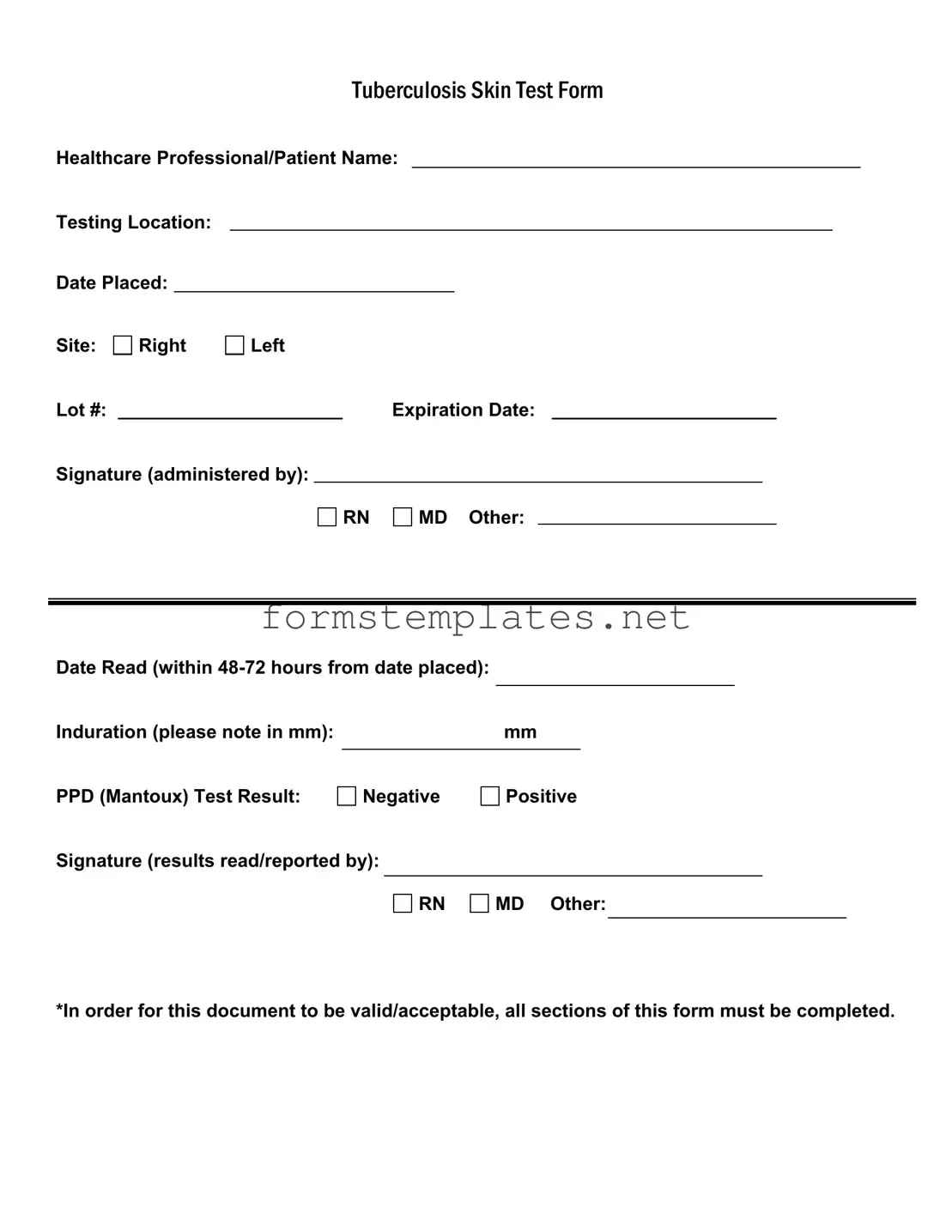 Free Tb Test Template