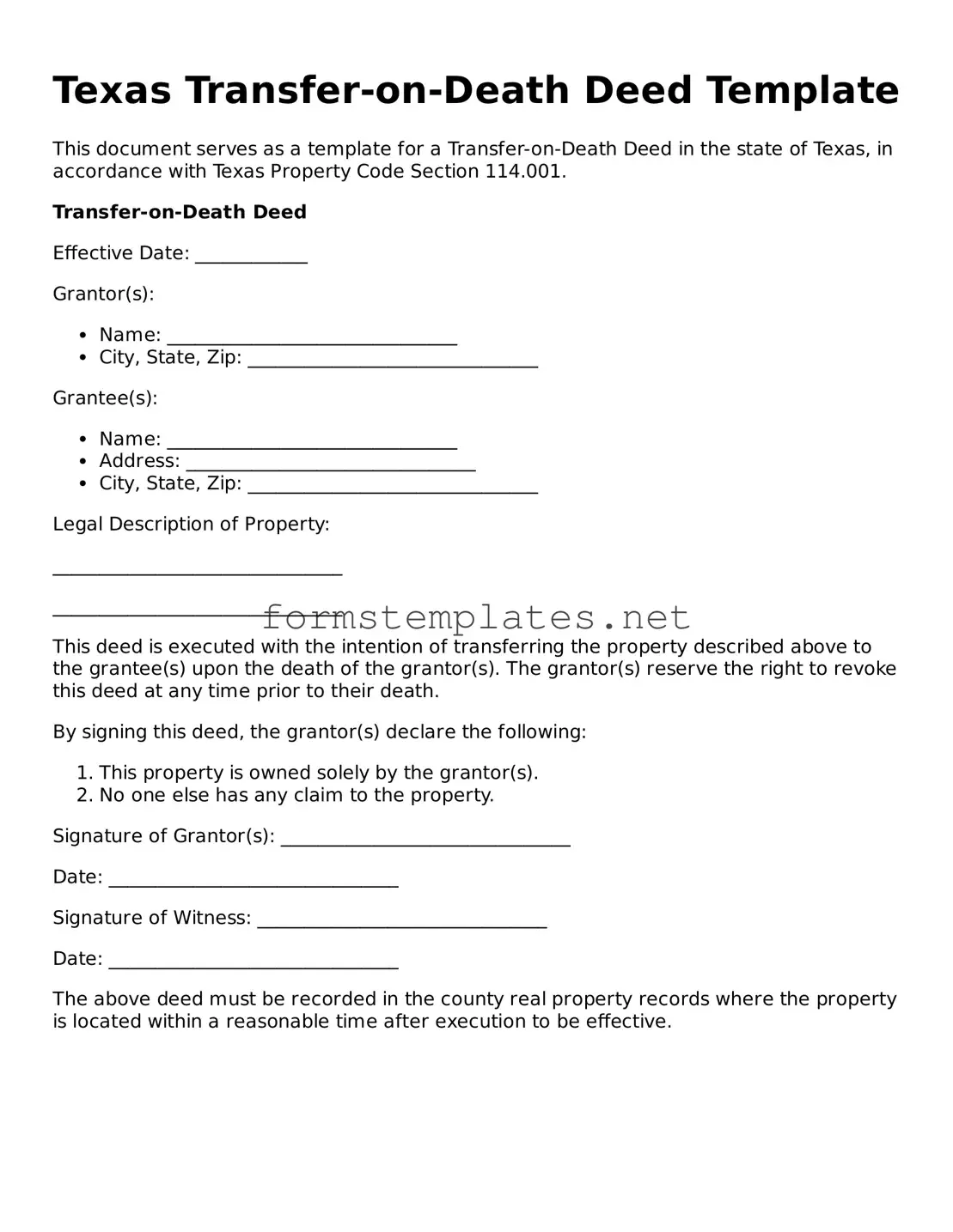 Attorney-Approved Texas Transfer-on-Death Deed Template