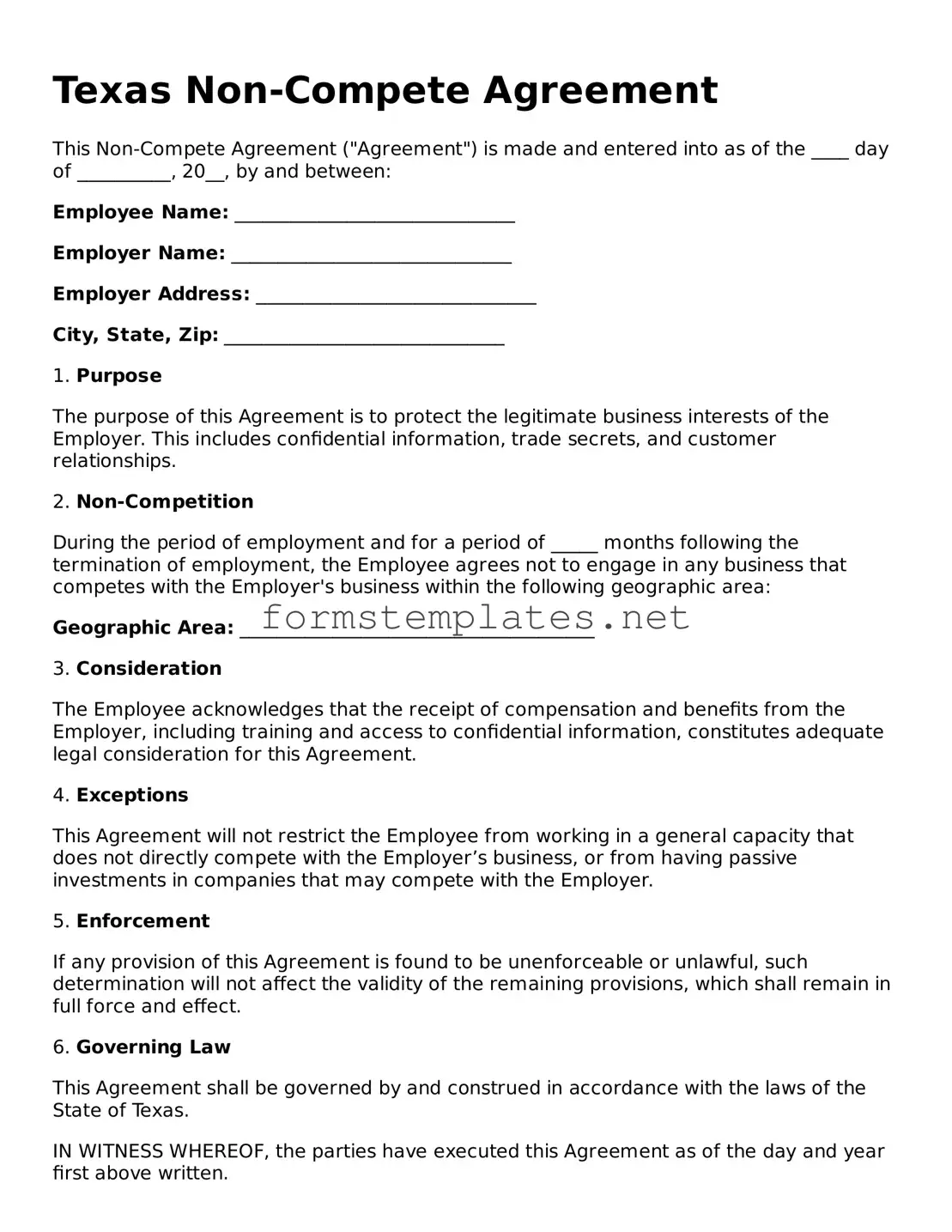 Attorney-Approved Texas Non-compete Agreement Template