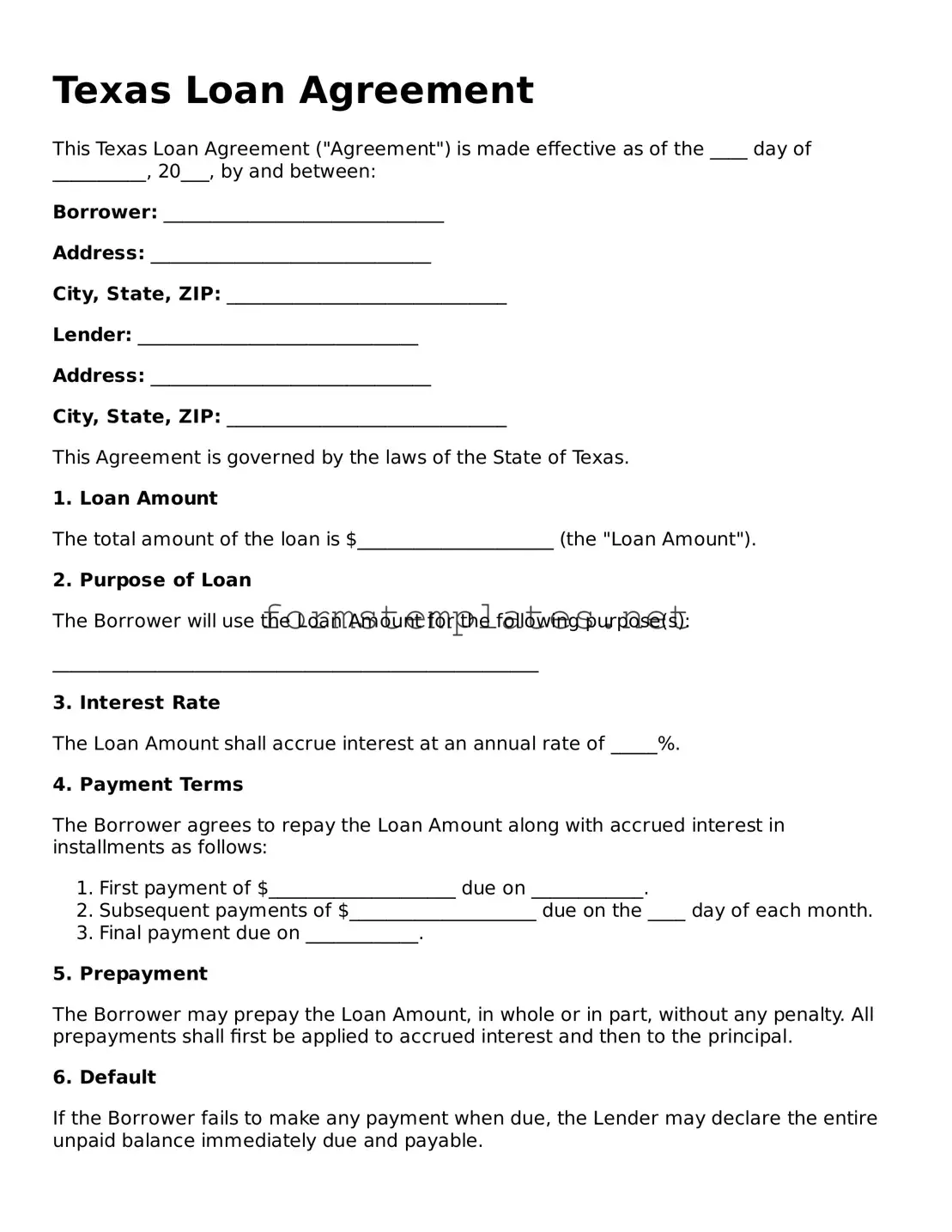 Attorney-Approved Texas Loan Agreement Template