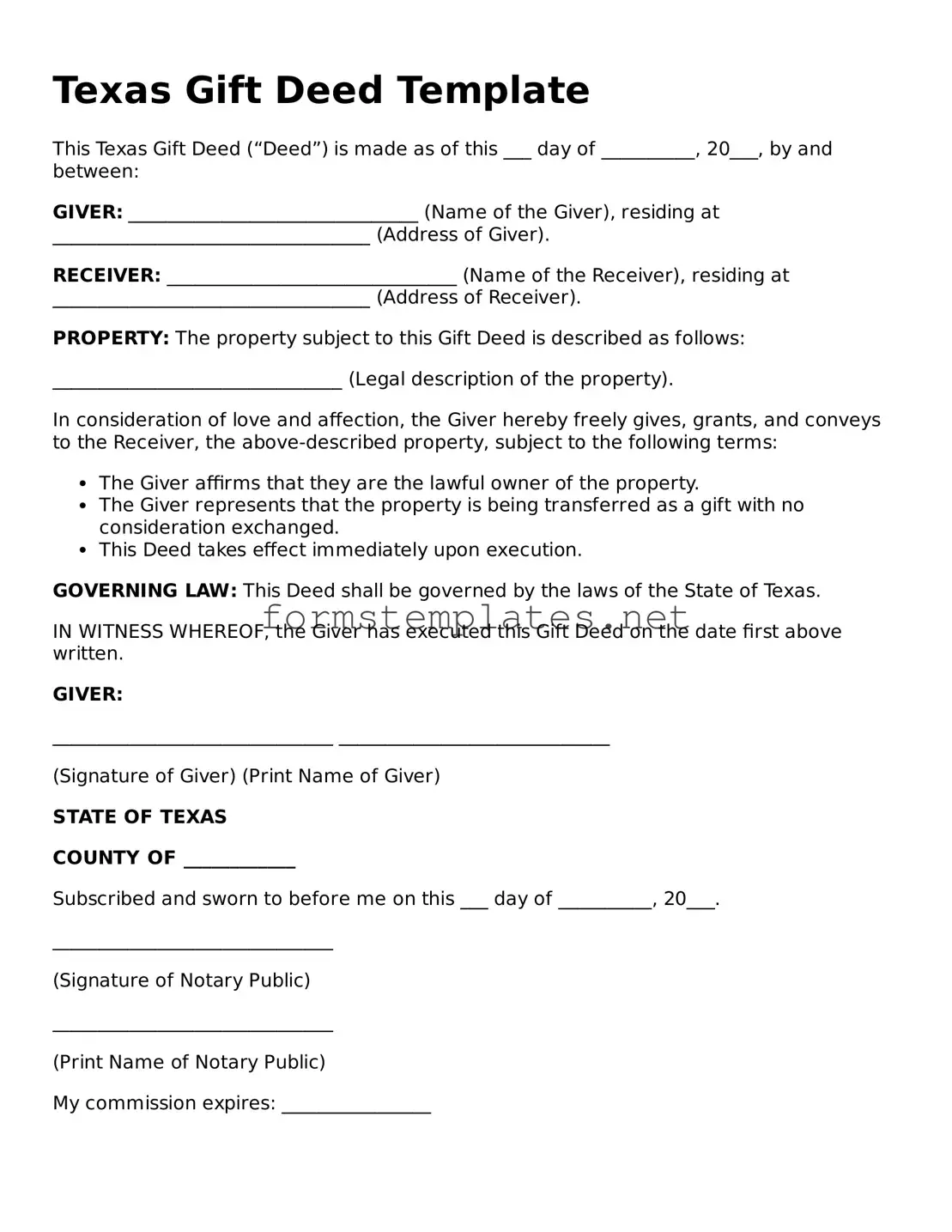 Attorney-Approved Texas Gift Deed Template