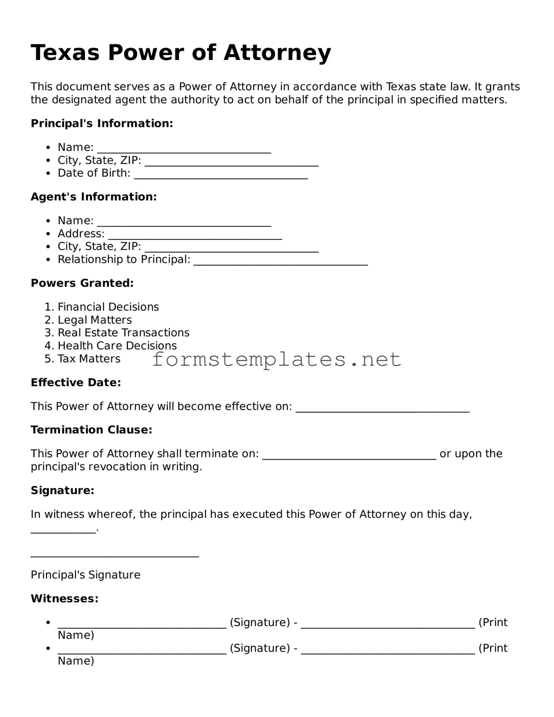 Attorney-Approved Texas Power of Attorney Template