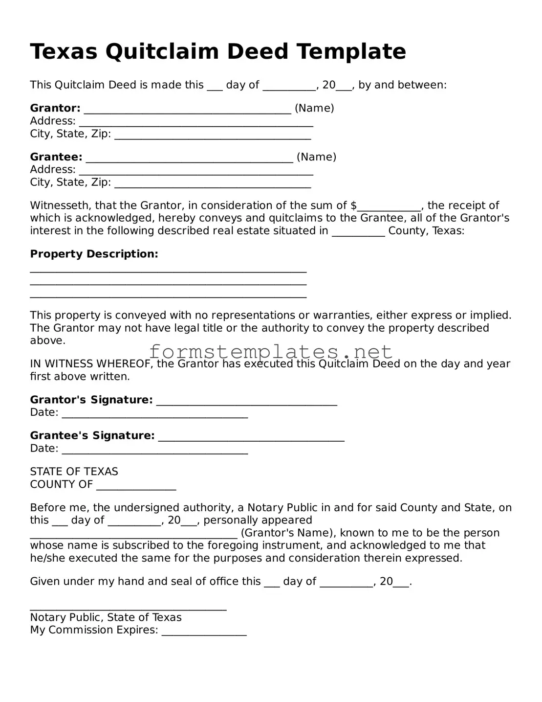 Attorney-Approved Texas Quitclaim Deed Template