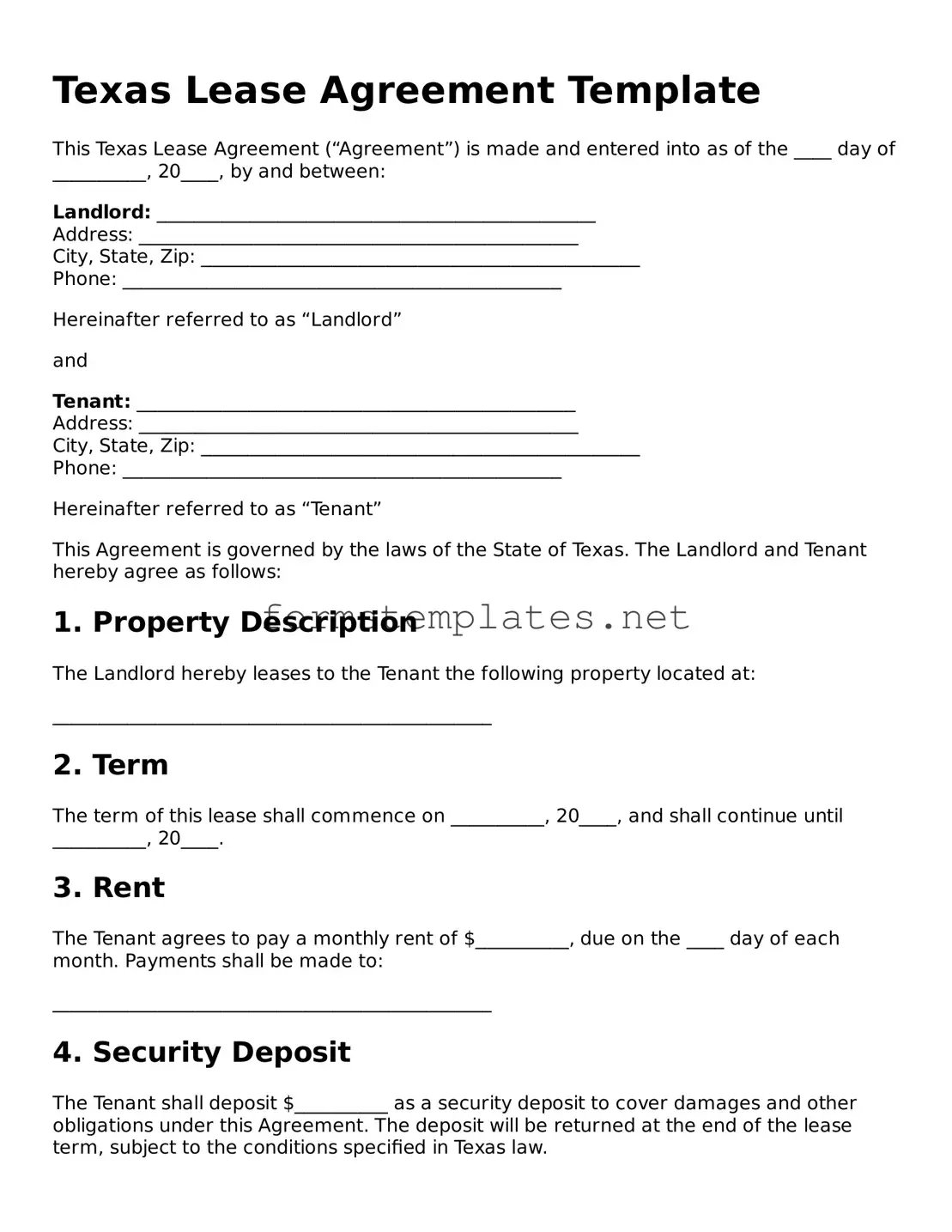 Attorney-Approved Texas Lease Agreement Template