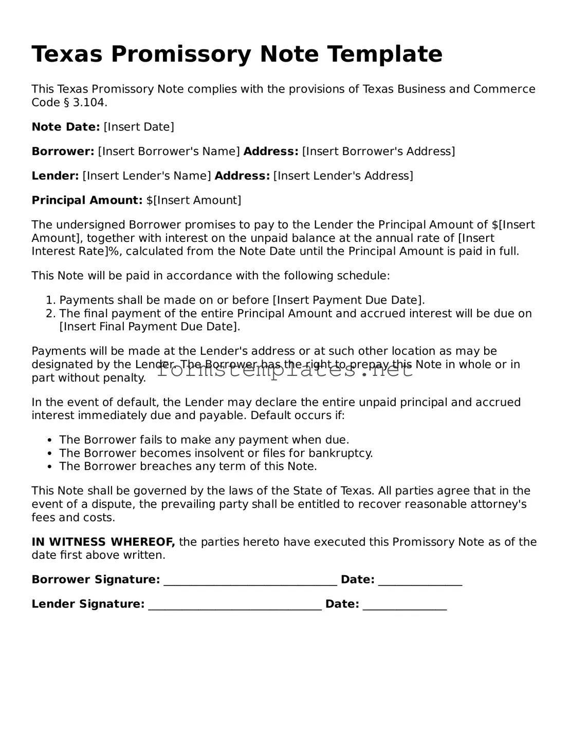 Attorney-Approved Texas Promissory Note Template