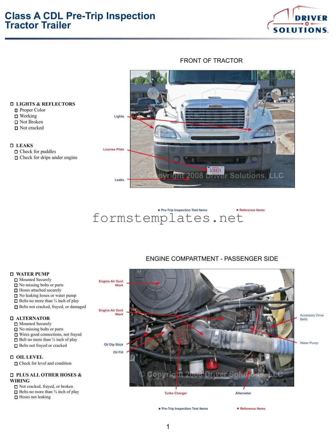 Free Pre Trip Inspection Checklist Template