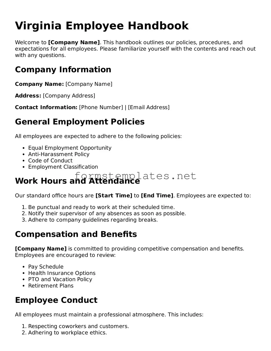 Attorney-Approved Virginia Employee Handbook Template