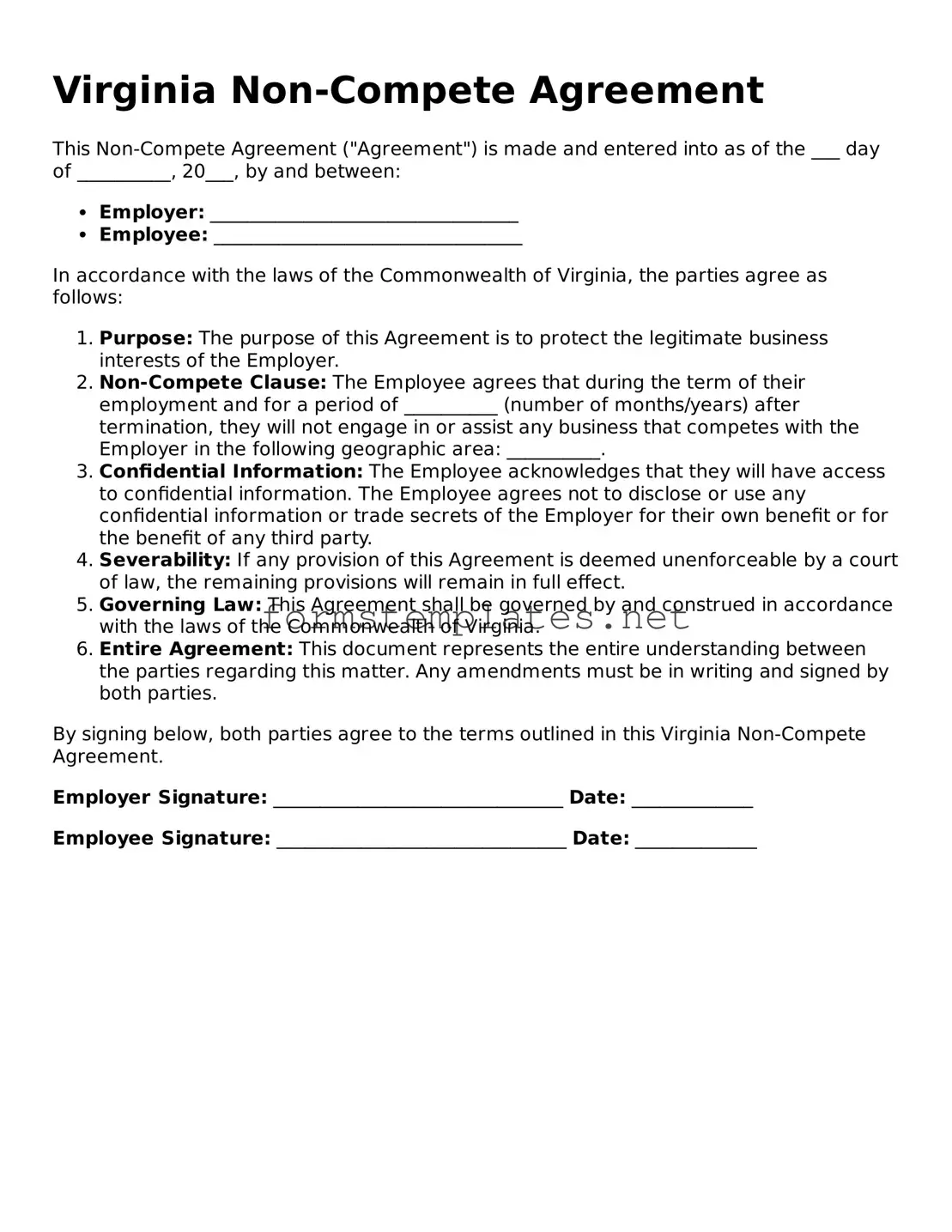 Attorney-Approved Virginia Non-compete Agreement Template